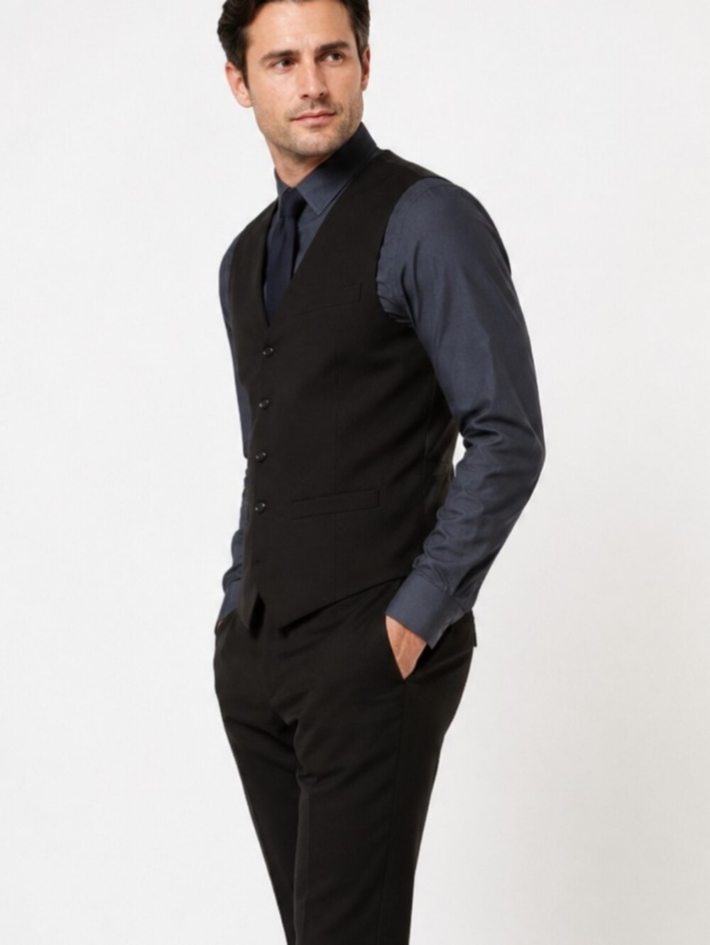 Perry Ellis | Dark Charcoal Grey Design 5 Button Vest